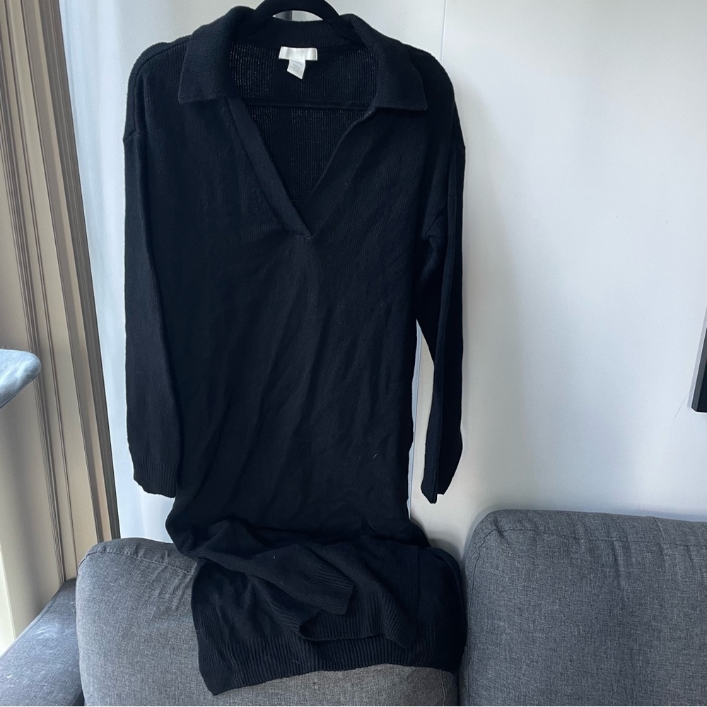 NWOT H&M Black Collared Sweater Dress